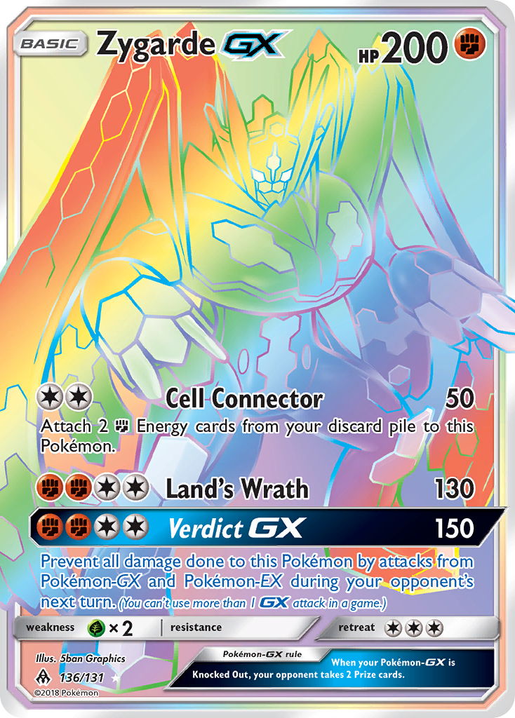 Zygarde-GX sm6-136 Rare Rainbow from Forbidden Light Set