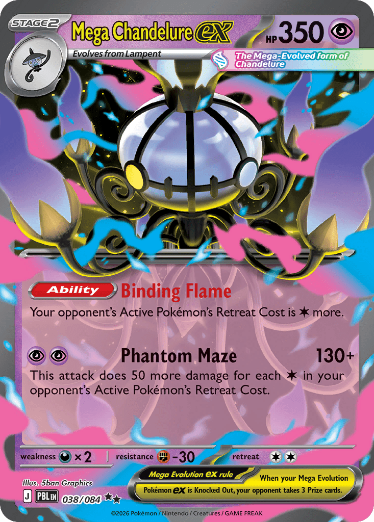 Mega Chandelure ex me5-38 Double Rare from Pitch Black Set