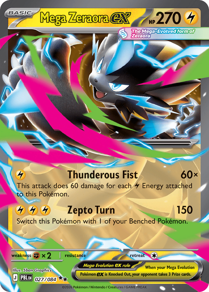 Mega Zeraora ex me5-27 Double Rare from Pitch Black Set