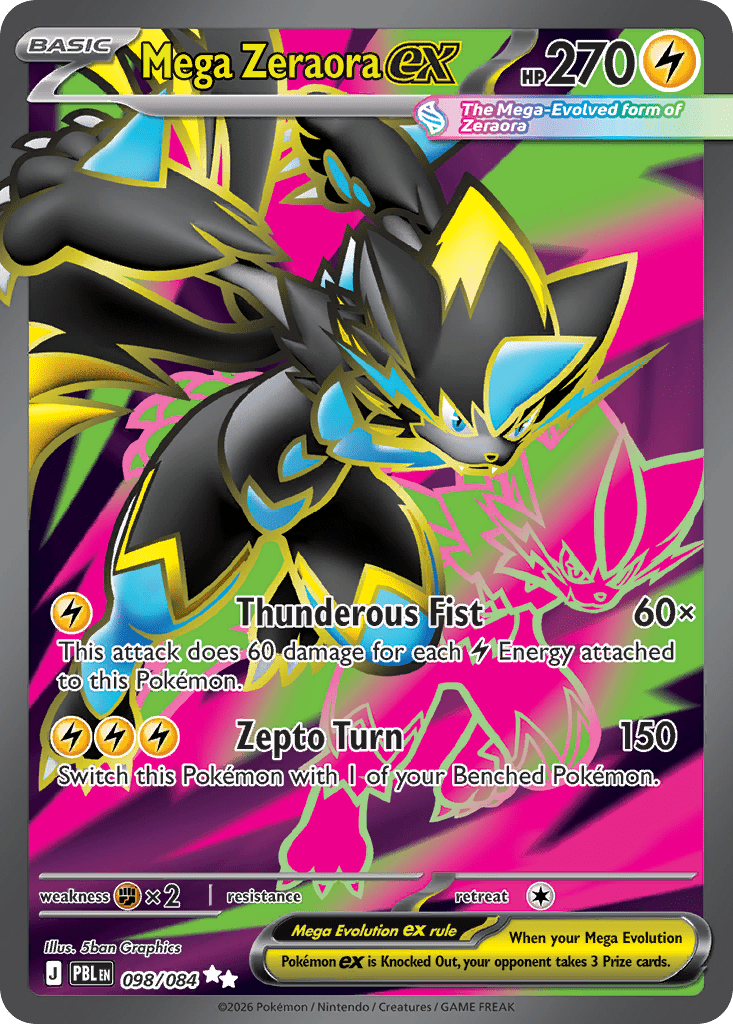 Mega Zeraora ex me5-98 Ultra Rare from Pitch Black Set
