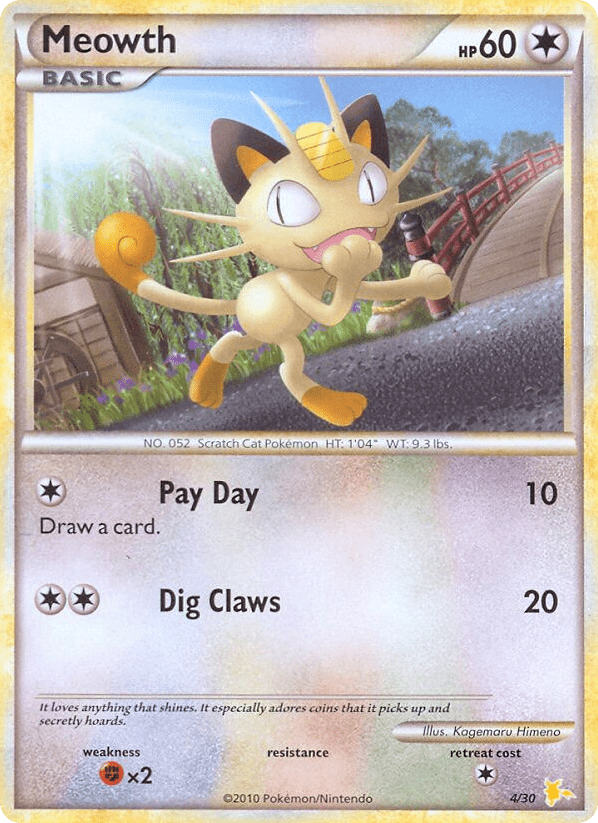 Meowth tk4a-4 Common from HGSS Trainer Kit Raichu Set