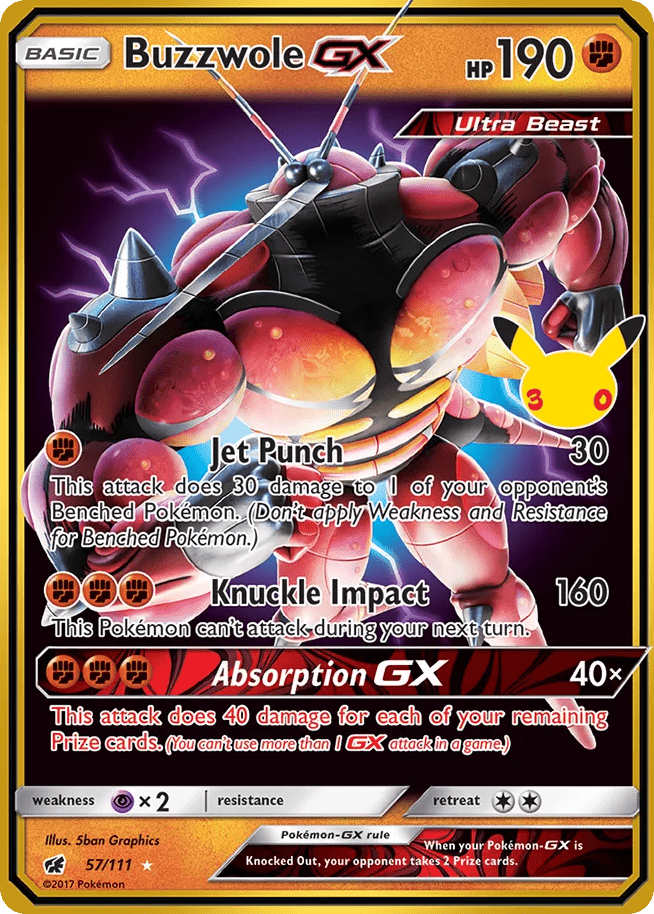 Buzzwole-GX me55c-57 Rare Holo GX from 30th Celebration: Classic Collection Set