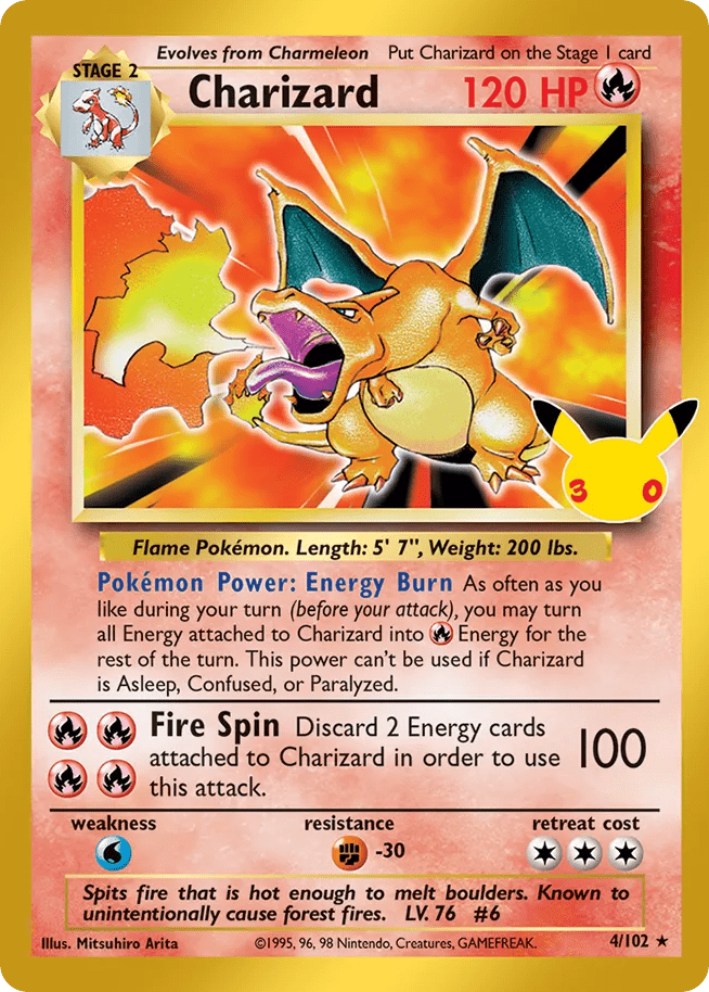Charizard me55c-4 Rare Holo from 30th Celebration: Classic Collection Set