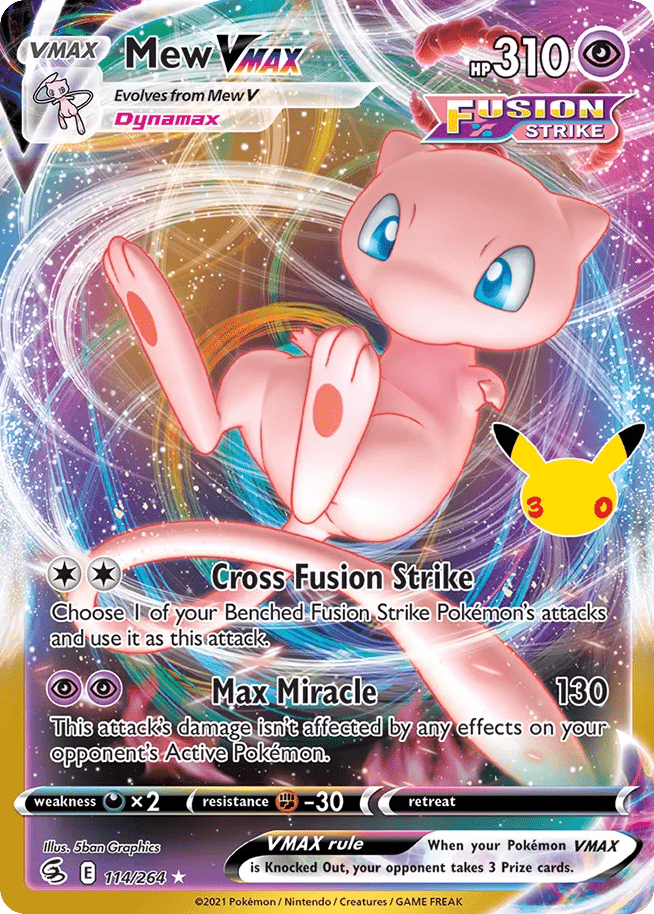 Mew VMAX me55c-114 Holo Rare VMAX from 30th Celebration: Classic Collection Set