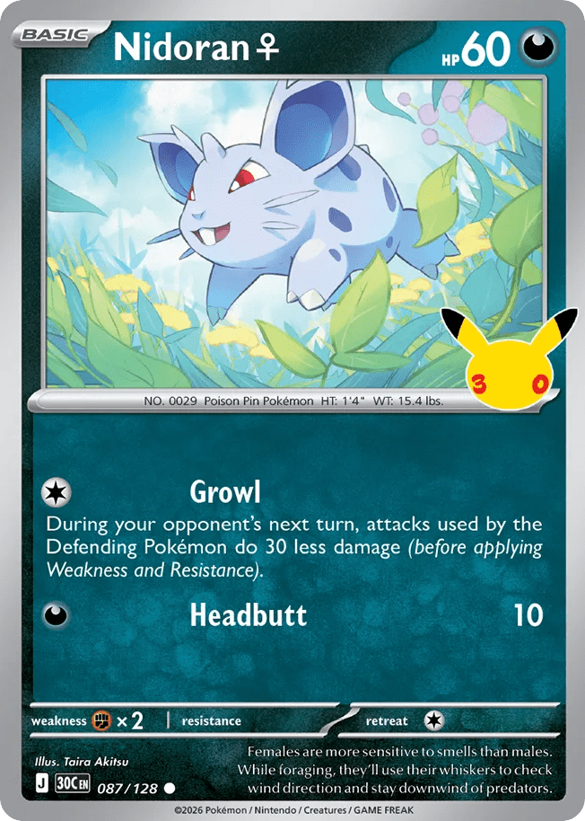 Nidoran ♀ me55-87 Common from 30th Celebration Set