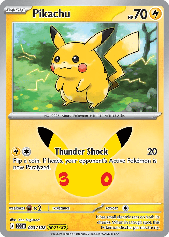 Pikachu me55-23 Pikachu Rare from 30th Celebration Set