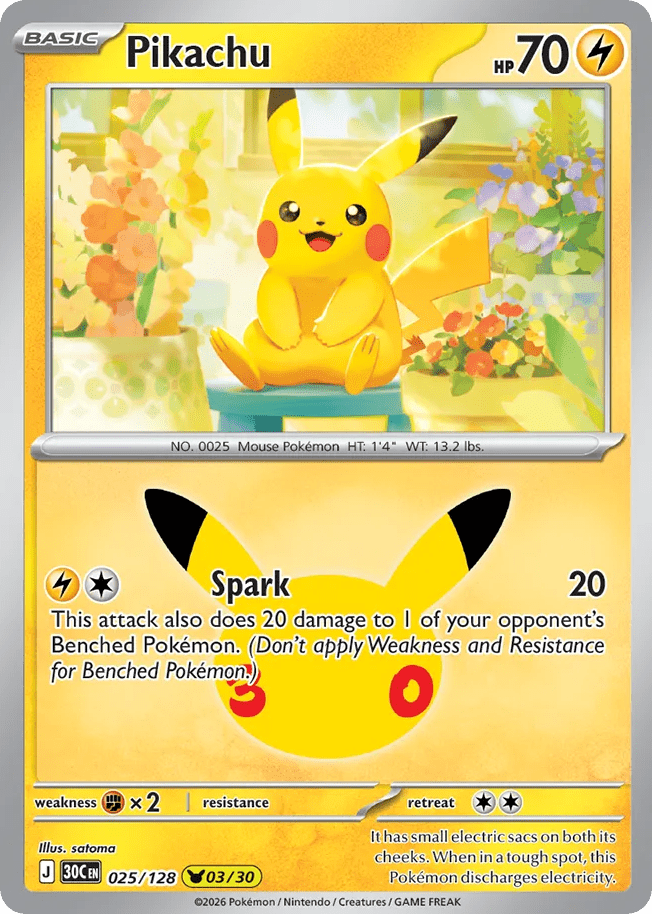 Pikachu me55-25 Pikachu Rare from 30th Celebration Set