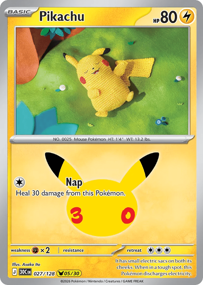 Pikachu me55-27 Pikachu Rare from 30th Celebration Set