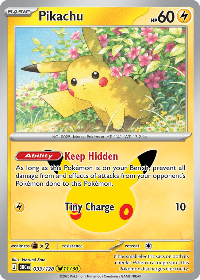 Pikachu me55-33 Pikachu Rare from 30th Celebration Set