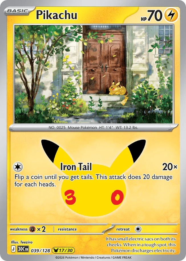Pikachu me55-39 Pikachu Rare from 30th Celebration Set