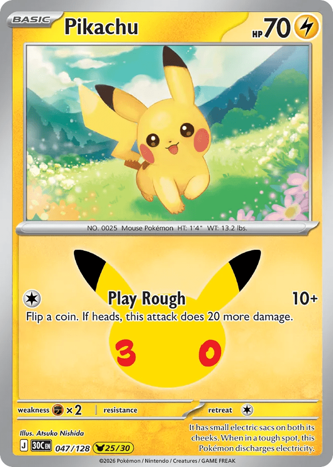 Pikachu me55-47 Pikachu Rare from 30th Celebration Set