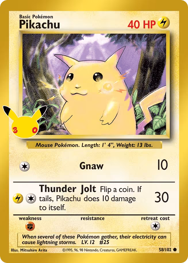 Pikachu me55c-58 Common from 30th Celebration: Classic Collection Set