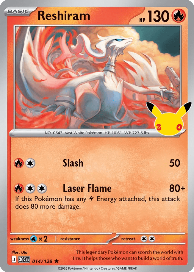 Reshiram me55-14 Rare from 30th Celebration Set