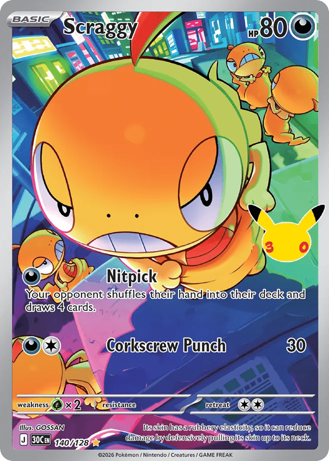 Scraggy me55-140 Illustration Rare from 30th Celebration Set