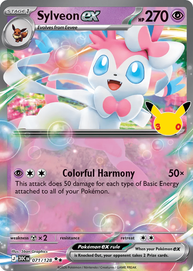 Sylveon ex me55-71 Double Rare from 30th Celebration Set