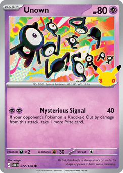 Unown me55-72 Common from 30th Celebration Set
