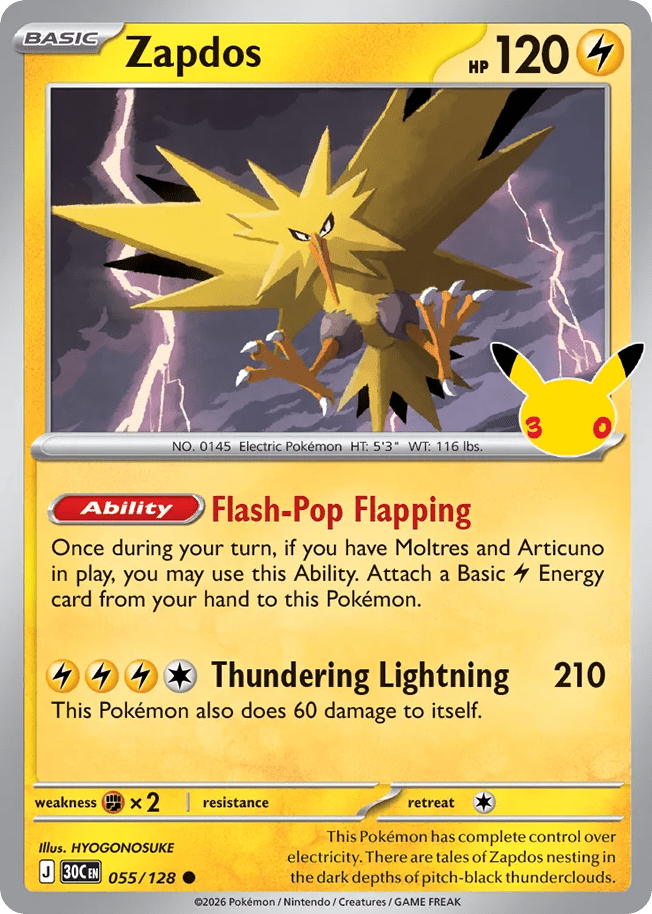 Zapdos me55-55 Common from 30th Celebration Set